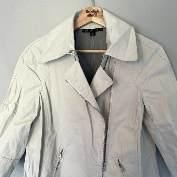 Lafayette 148 New York White Asymmetric Jacket in Women's Size 2 - Picture 8 of 13
